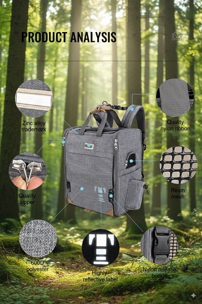 High quality breathable nylon polyester fabric pet carrier bag