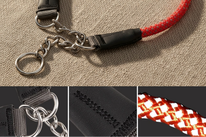 Large Dog Training Collar Reflective Nylon Stainless Steel