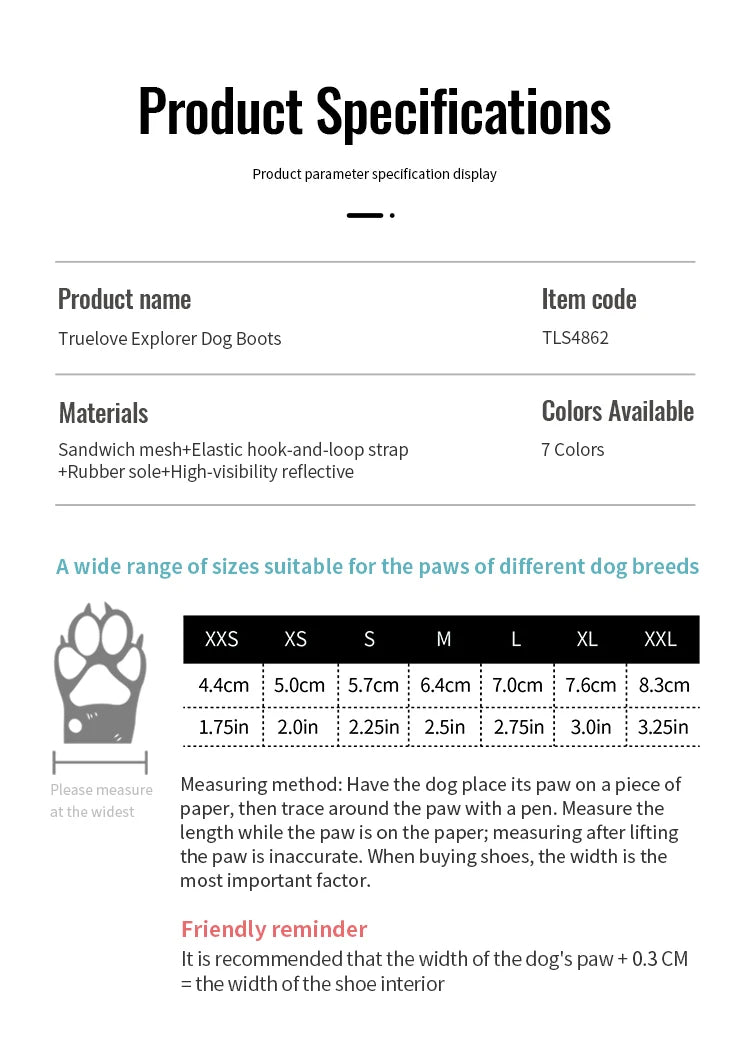 Pet Shoes Vibram Sole Reflective Durable